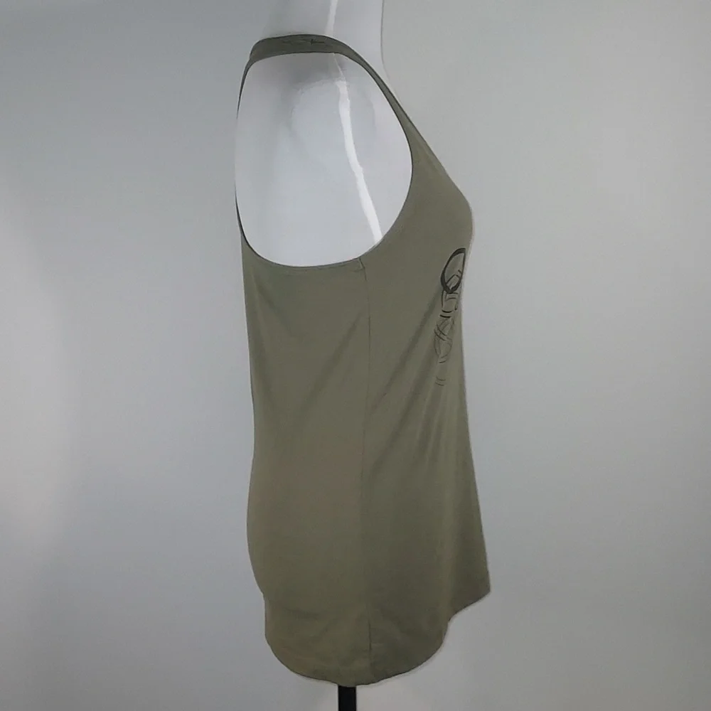 Oakley Olive Green Racerback Graphic Print Logo Athletic Tank Top Size XS - Picture 2 of 8